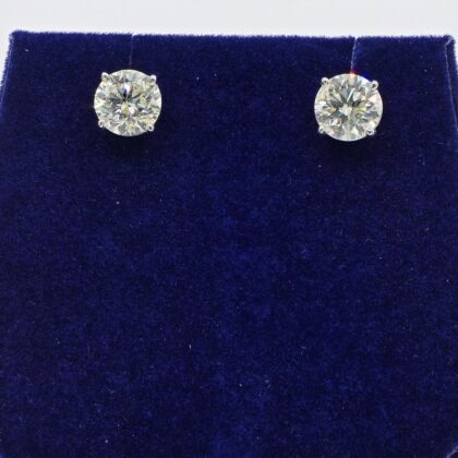 4 CTW Natural Diamond Round Solitaire Studs (14K White Gold)
