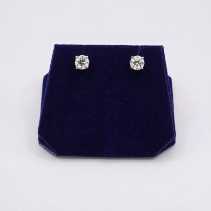 2 CTW Natural Diamond Round Solitaire Studs (14K White Gold)