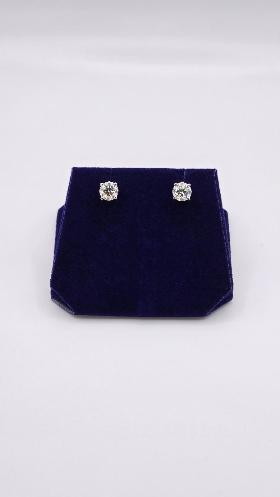 2 CTW Natural Diamond Round Solitaire Studs (14K White Gold)