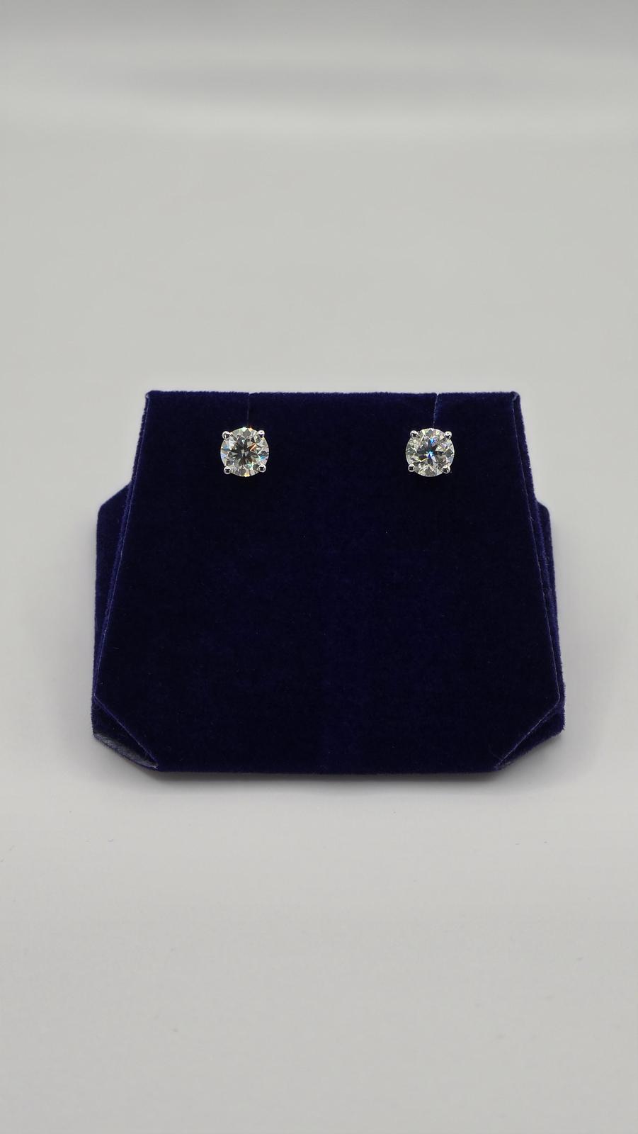 2 CTW Natural Diamond Round Solitaire Studs (14K White Gold) - Image 2