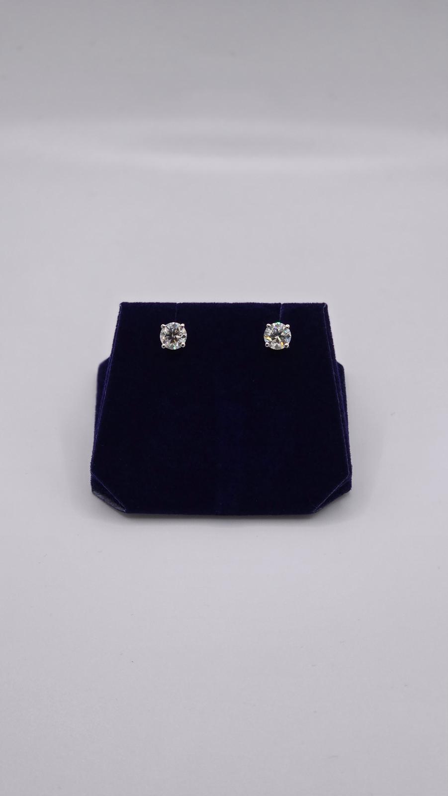 2 CTW Natural Diamond Round Solitaire Studs (14K White Gold) - Image 4