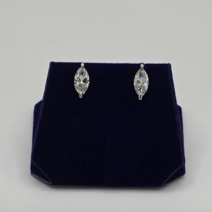 3.11 CTW Lab-Grown Diamond Marquise Solitaire Studs (14K White Gold)