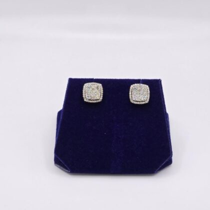1.26 CTW Natural Diamond Cushion Halo Studs (10K White Gold)