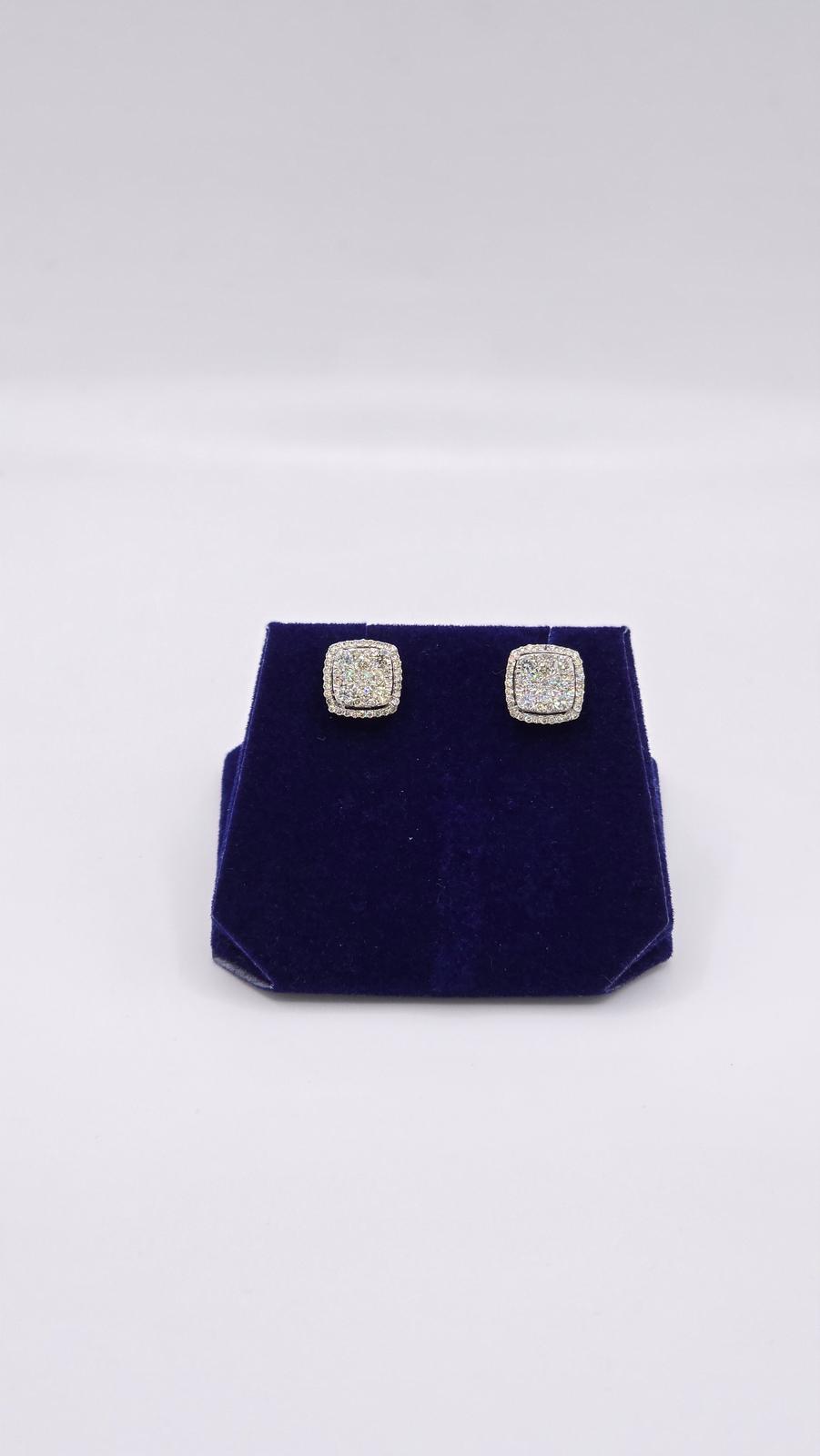 1.26 CTW Natural Diamond Cushion Halo Studs (10K White Gold)