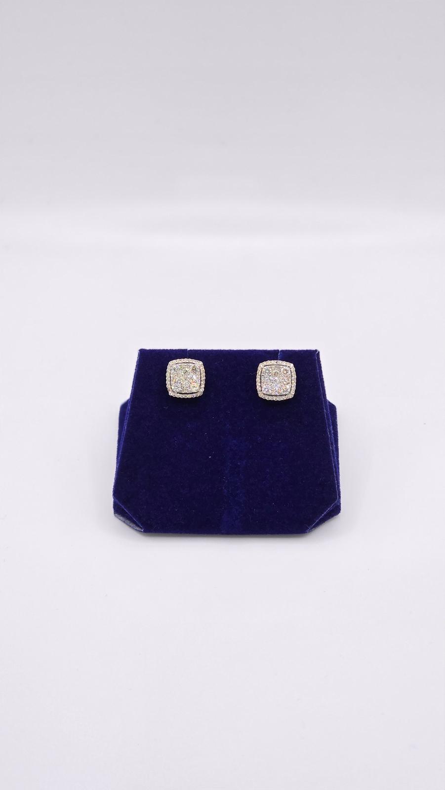 1.26 CTW Natural Diamond Cushion Halo Studs (10K White Gold) - Image 3