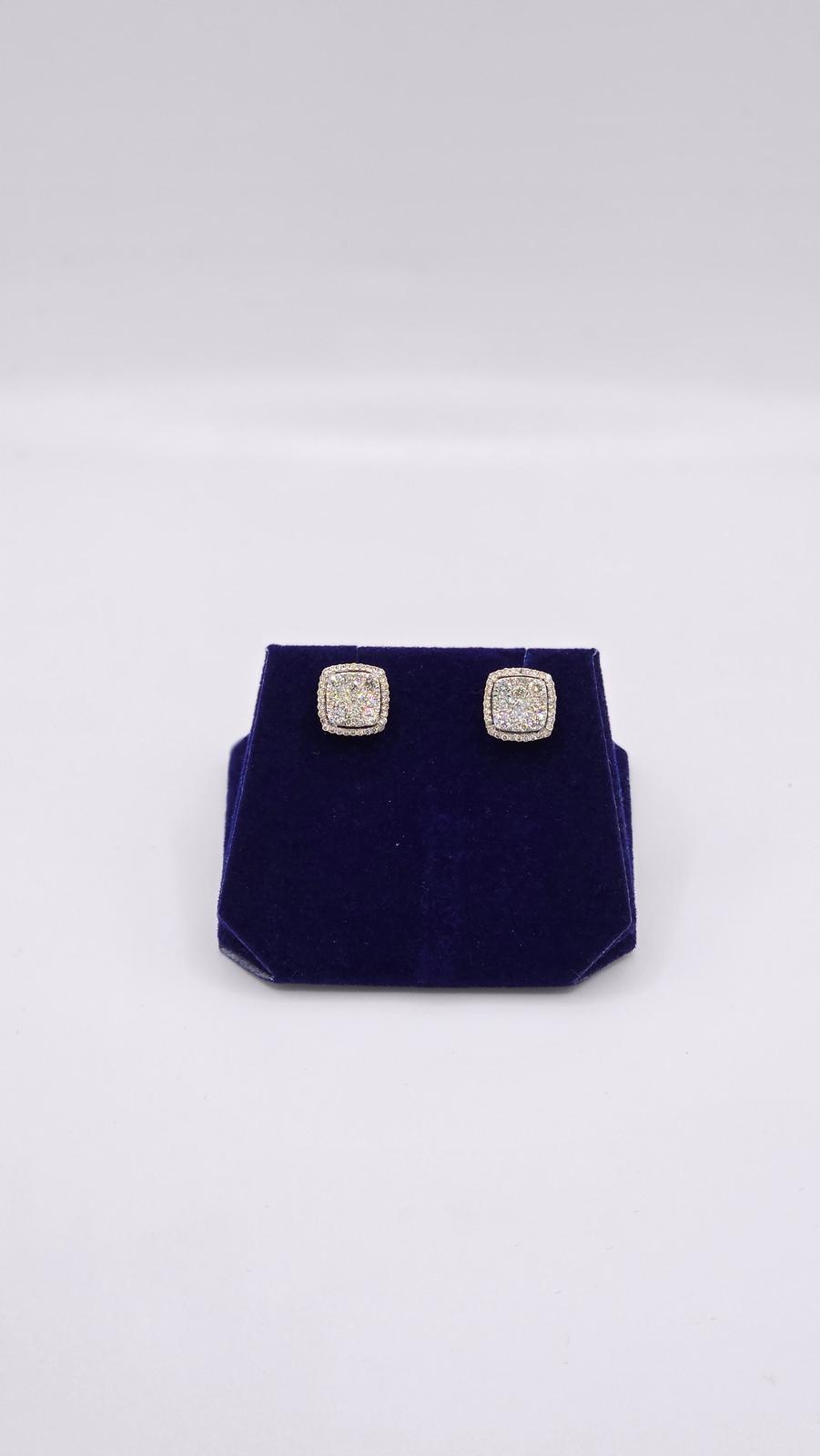 1.26 CTW Natural Diamond Cushion Halo Studs (10K White Gold) - Image 4