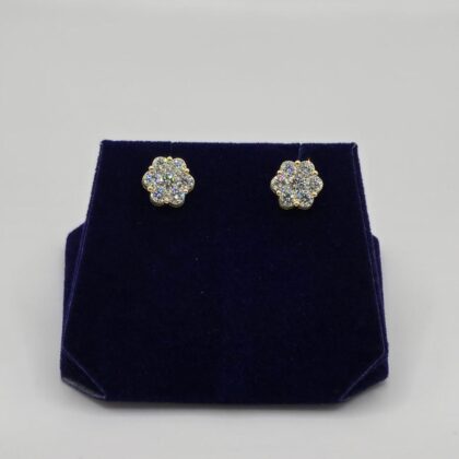 1.91 CTW Natural Diamond Flower-Cluster Studs (14K Yellow Gold)