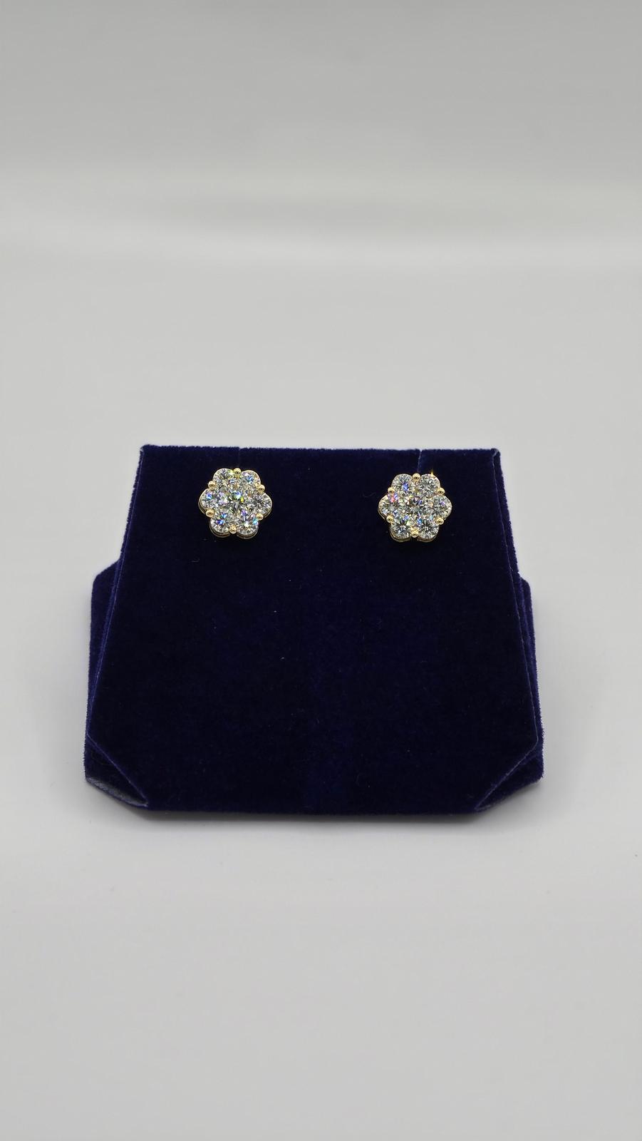 1.91 CTW Natural Diamond Flower-Cluster Studs (14K Yellow Gold)