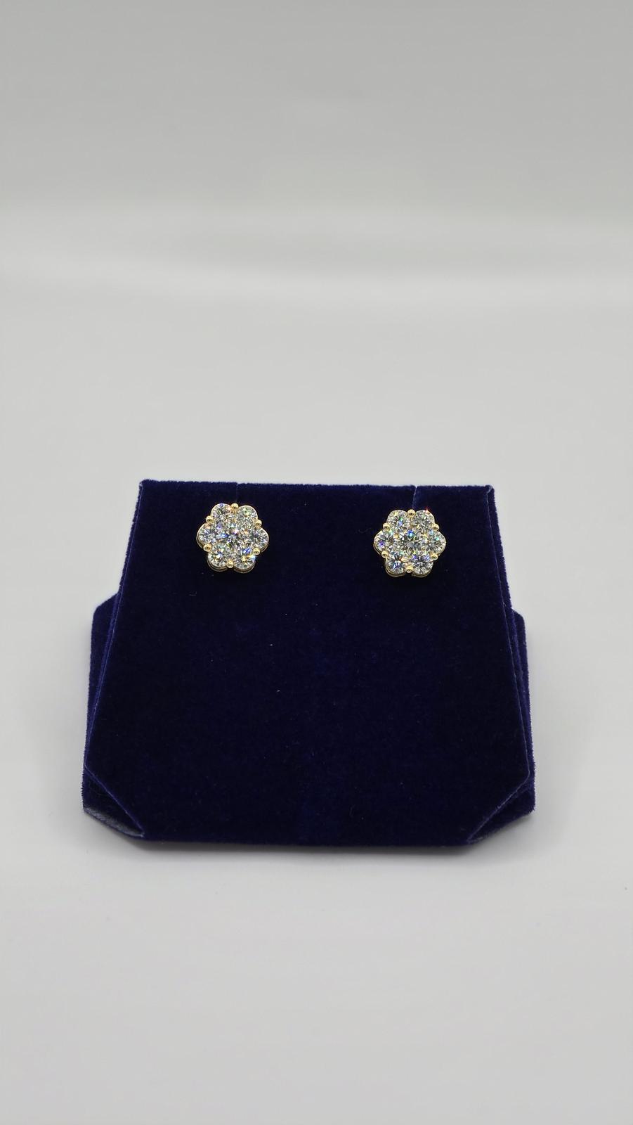 1.91 CTW Natural Diamond Flower-Cluster Studs (14K Yellow Gold) - Image 2