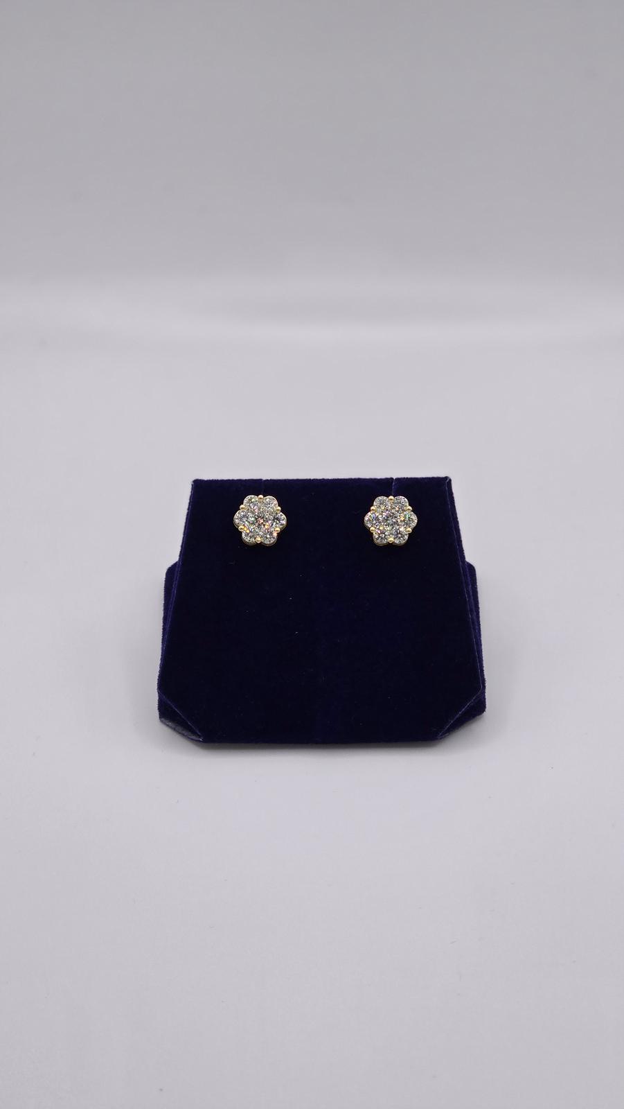 1.91 CTW Natural Diamond Flower-Cluster Studs (14K Yellow Gold) - Image 3