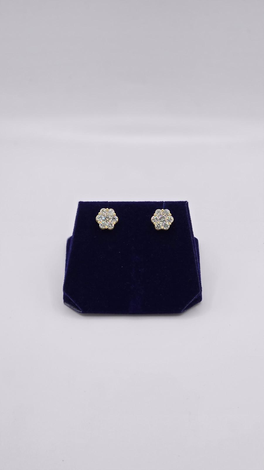 1.91 CTW Natural Diamond Flower-Cluster Studs (14K Yellow Gold) - Image 4