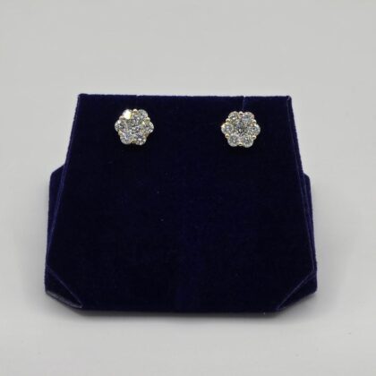 1.75 CTW Natural Diamond Flower-Cluster Studs (10K Yellow Gold)