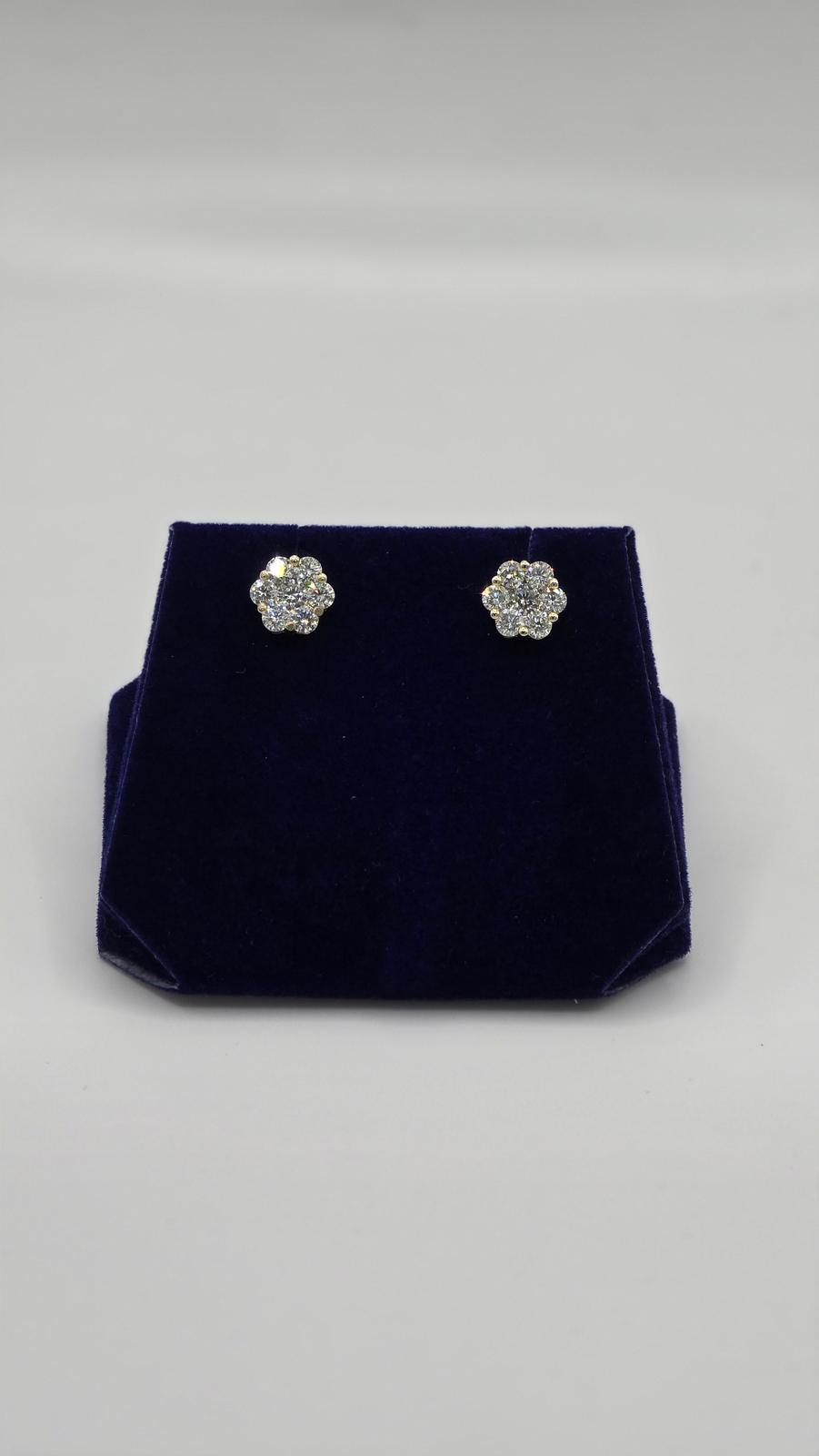 1.75 CTW Natural Diamond Flower-Cluster Studs (10K Yellow Gold)