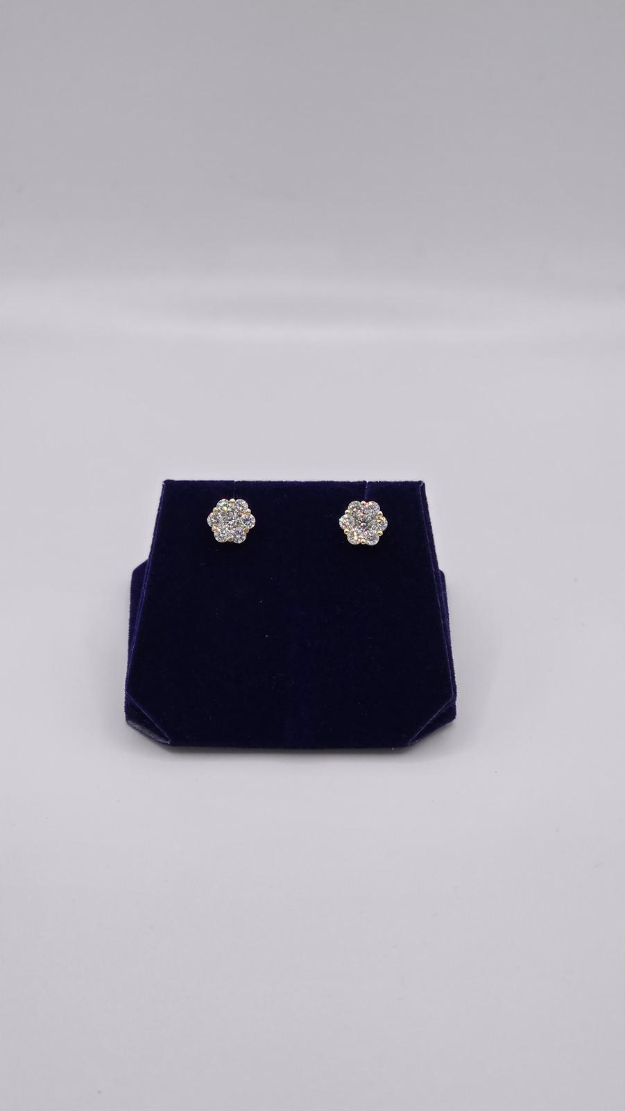 1.75 CTW Natural Diamond Flower-Cluster Studs (10K Yellow Gold) - Image 3