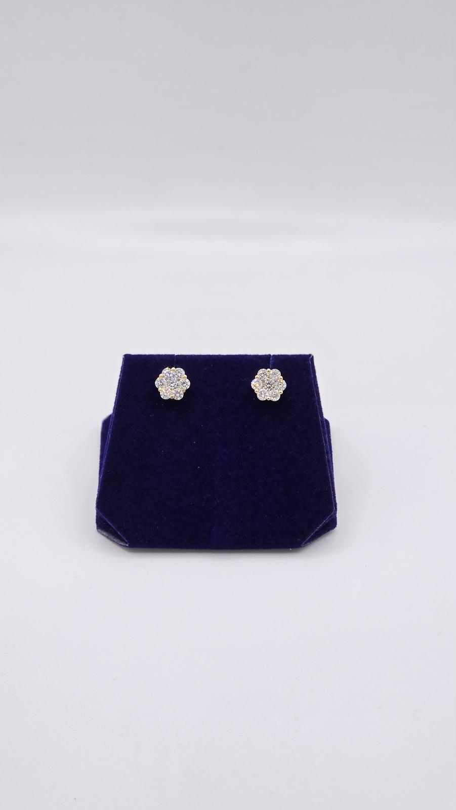 1.75 CTW Natural Diamond Flower-Cluster Studs (10K Yellow Gold) - Image 4