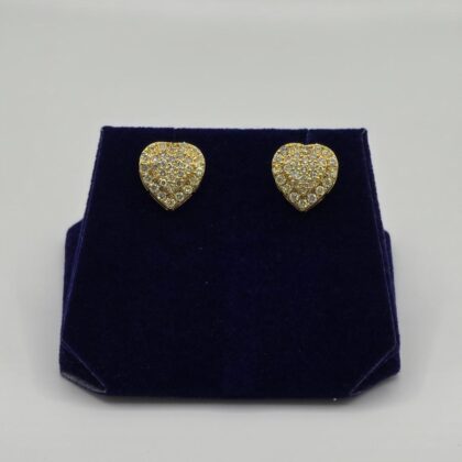 1.5 CTW Natural Diamond Heart Studs (10K Yellow Gold)