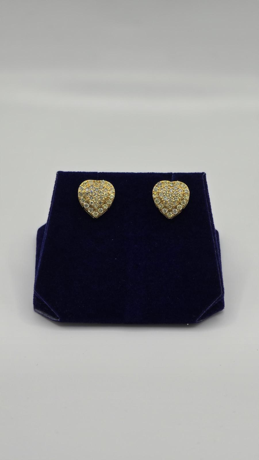 1.5 CTW Natural Diamond Heart Studs (10K Yellow Gold)