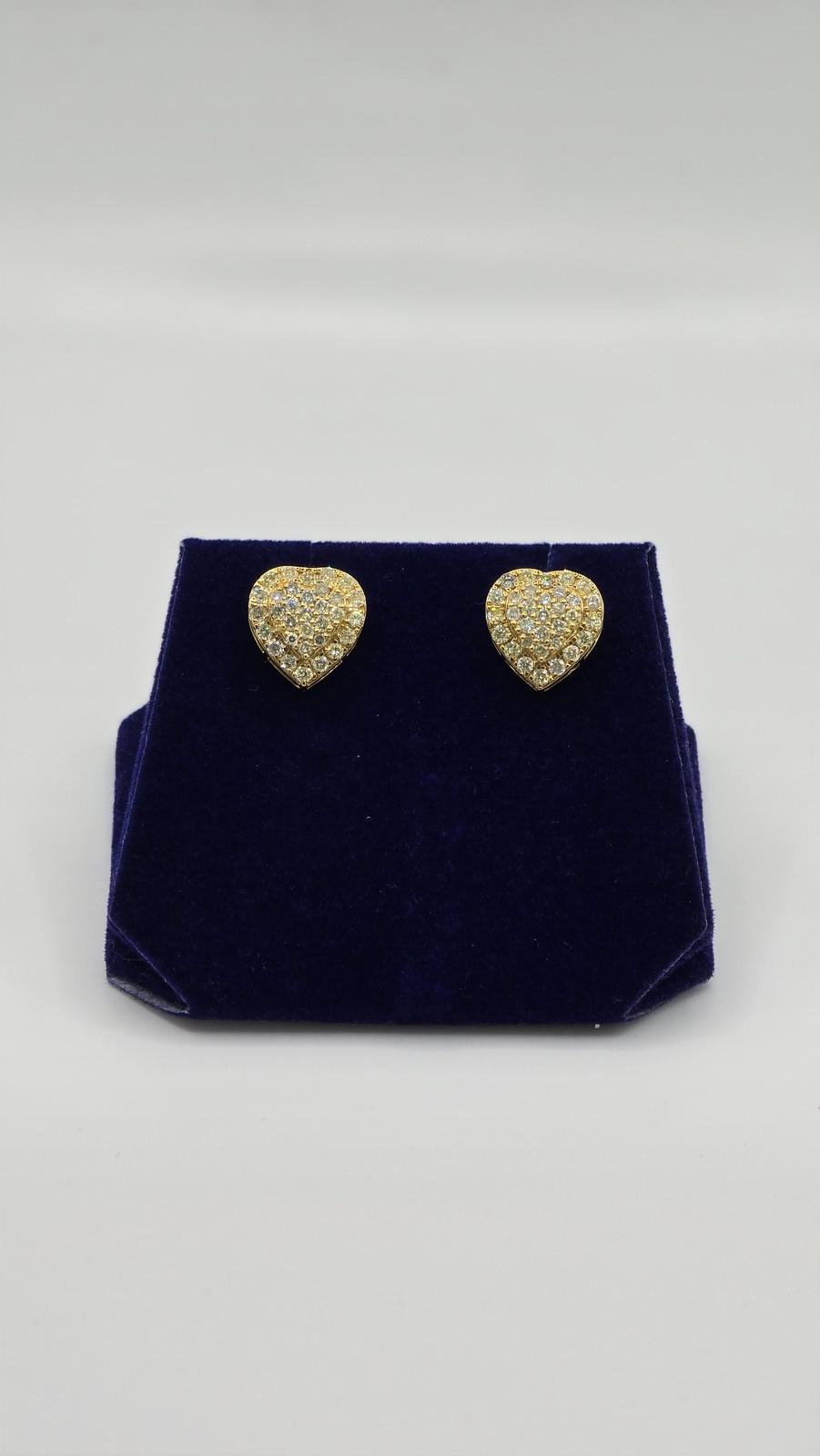 1.5 CTW Natural Diamond Heart Studs (10K Yellow Gold) - Image 2