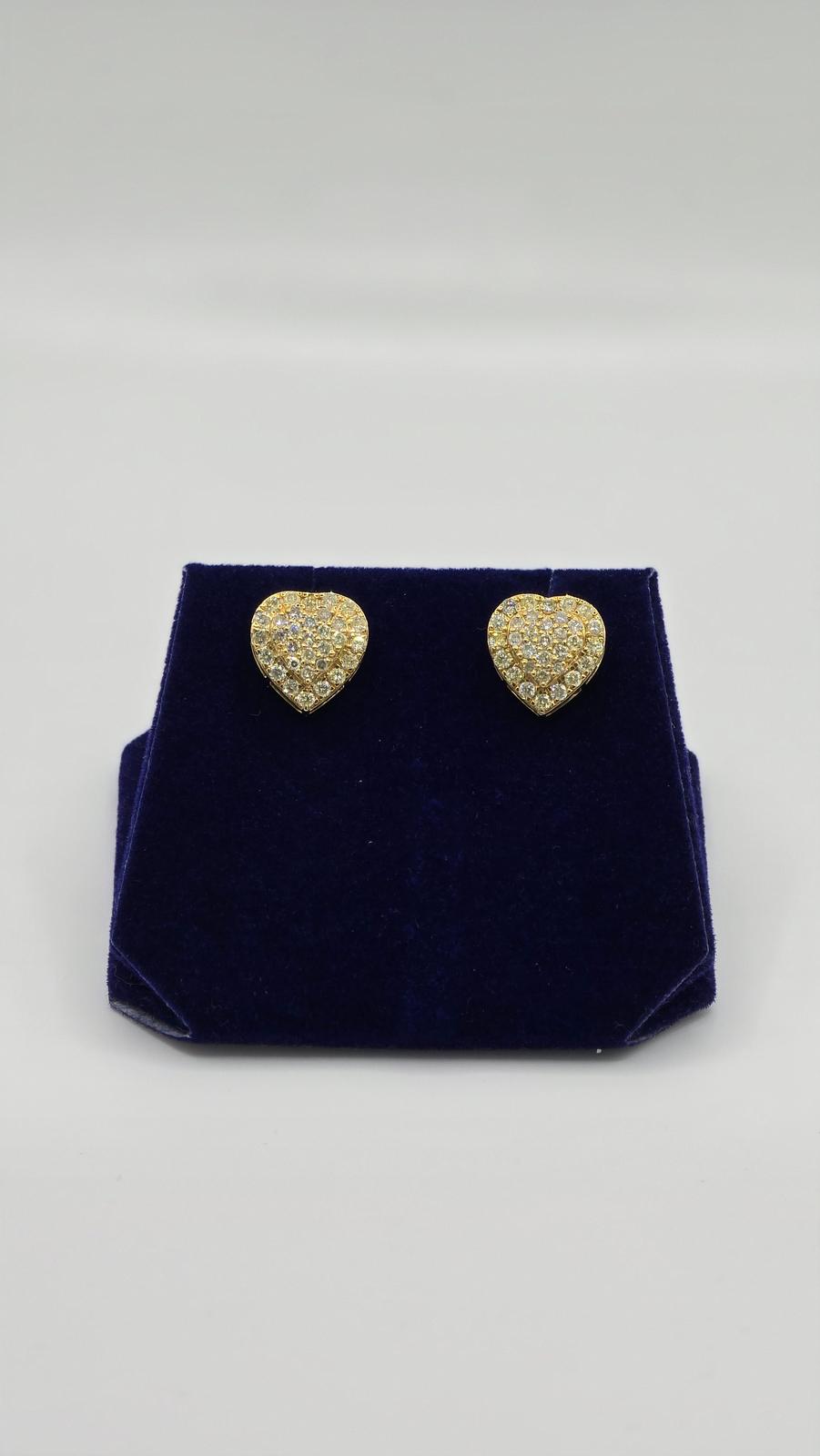 1.5 CTW Natural Diamond Heart Studs (10K Yellow Gold) - Image 3