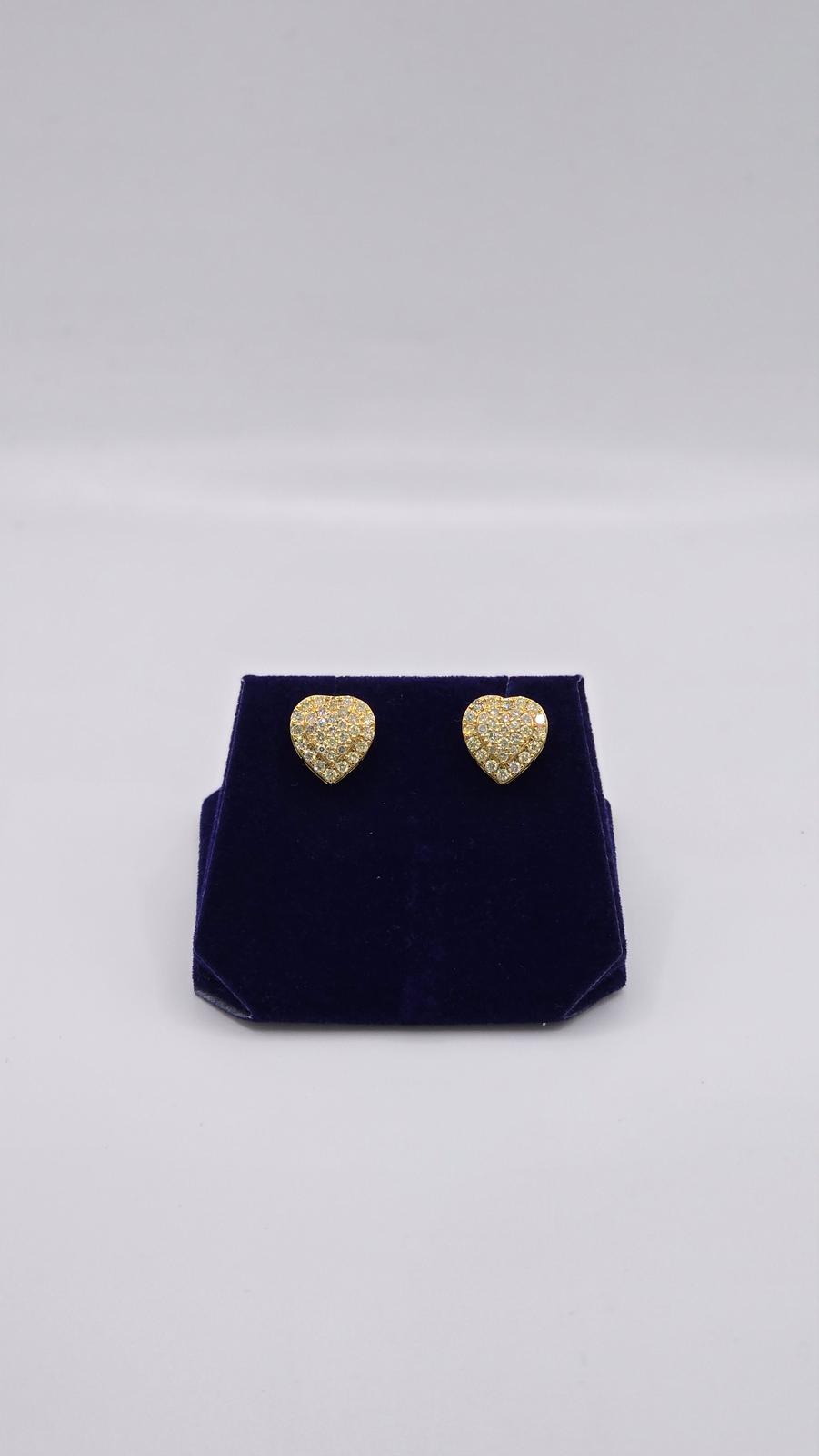 1.5 CTW Natural Diamond Heart Studs (10K Yellow Gold) - Image 4