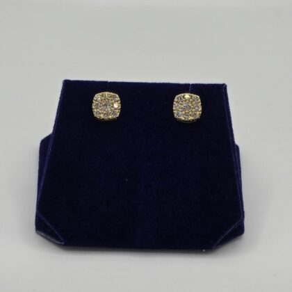 0.9 CTW Natural Diamond Cushion Pave Studs (10K Yellow Gold)