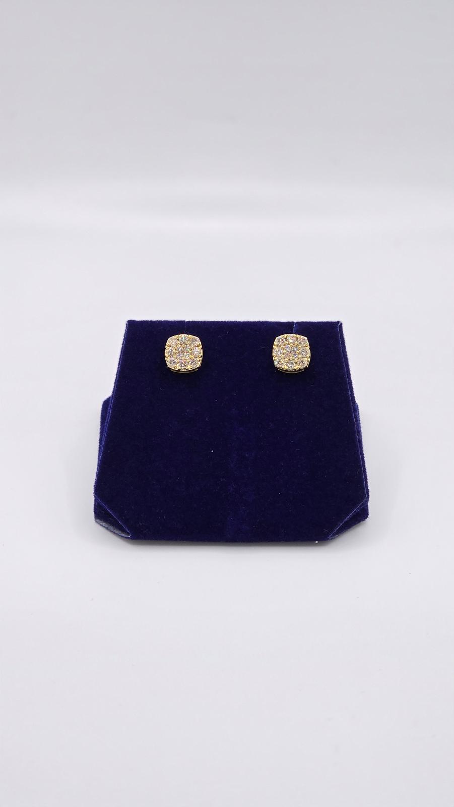 0.9 CTW Natural Diamond Cushion Pave Studs (10K Yellow Gold) - Image 3