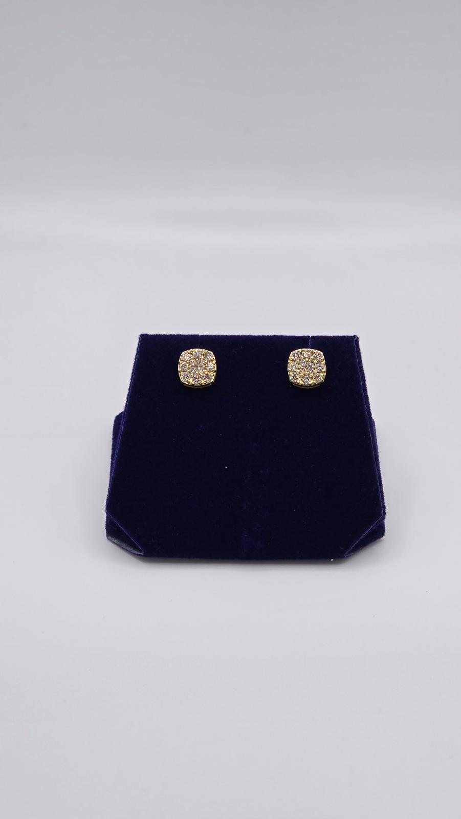 0.9 CTW Natural Diamond Cushion Pave Studs (10K Yellow Gold) - Image 4