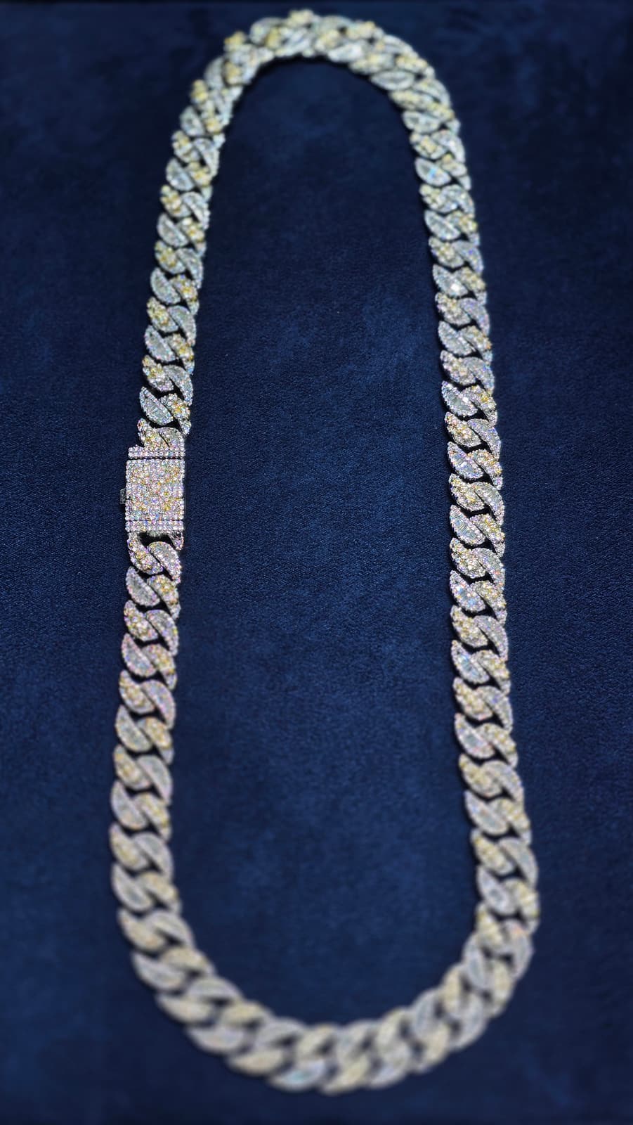 20-Inch Two-Tone Iced Cuban Chain (12mm)