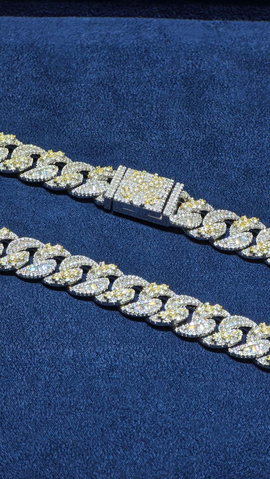 20-Inch Two-Tone Iced Cuban Chain (12mm) - Image 2