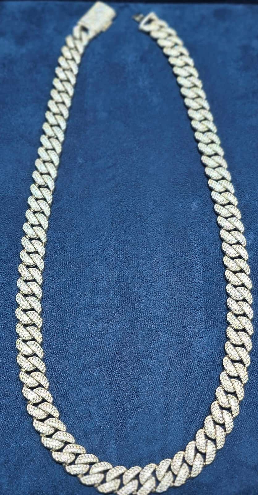 22-Inch White Iced Cuban Chain (12mm)