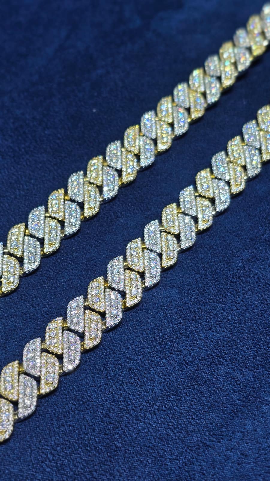 22-Inch Two-Tone Prong-Set Cuban Chain (12mm) - Image 2