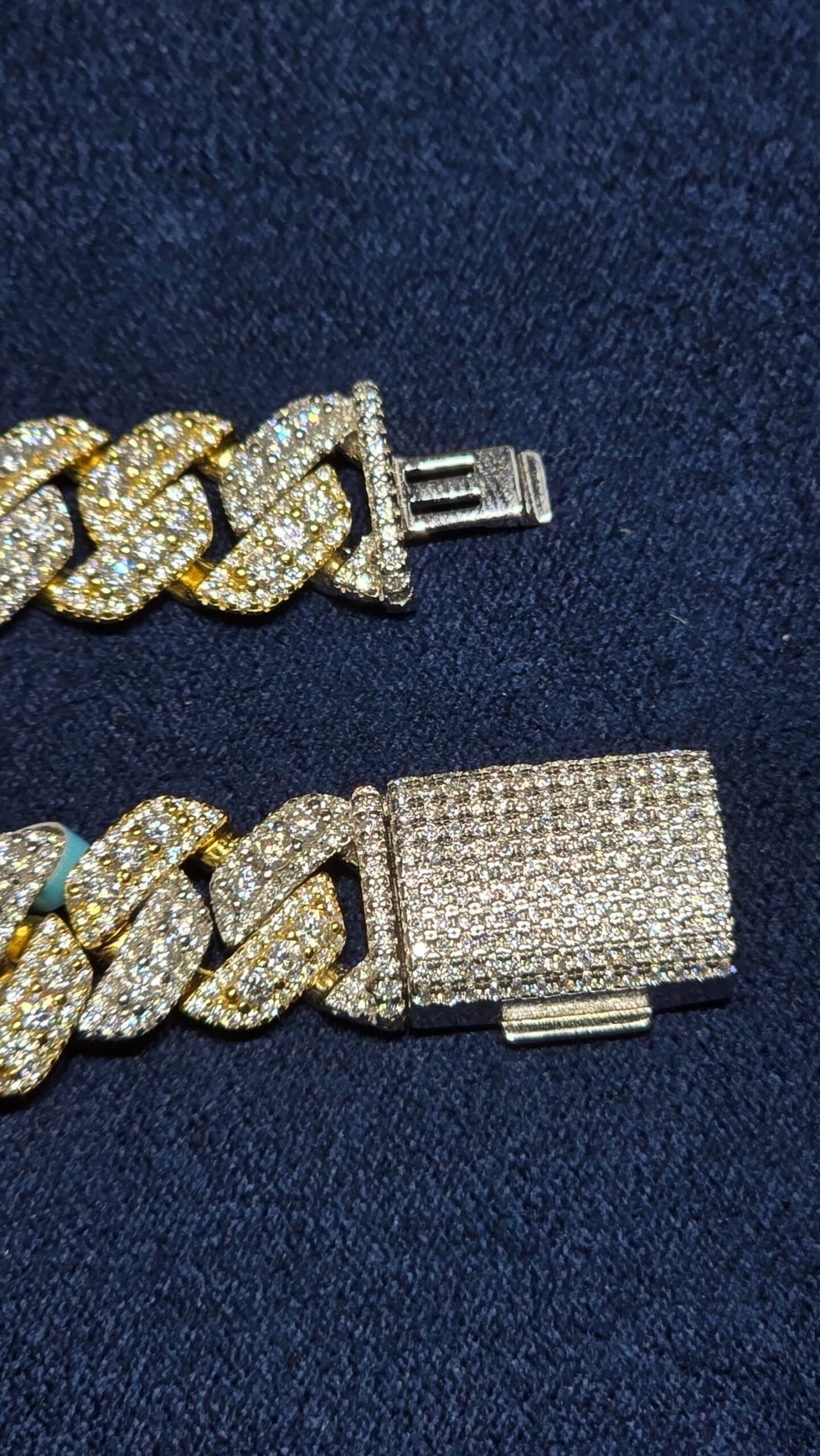 22-Inch Two-Tone Prong-Set Cuban Chain (12mm) - Image 3