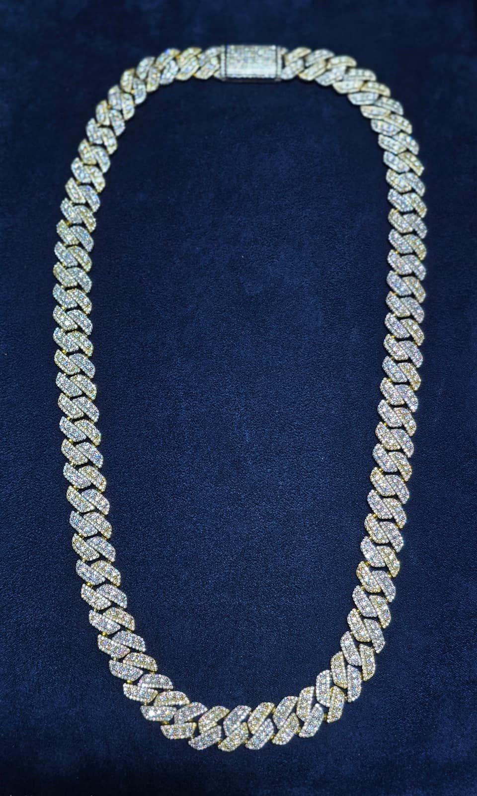 22-Inch Two-Tone Prong-Set Cuban Chain (12mm) - Image 4